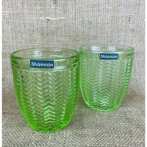Shannon Twill Green Set of 2 Old Fashion Glasses 11oz